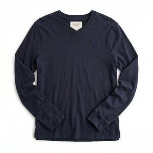 Vintage Abercrombie & Fitch Long Sleeve Navy Blue Tee Tonal Moose Logo Size XL